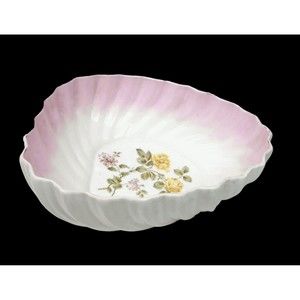 Antique CT Altwasser Porcelain Serving Bowl White Pink Germany Tielsch 10.5"